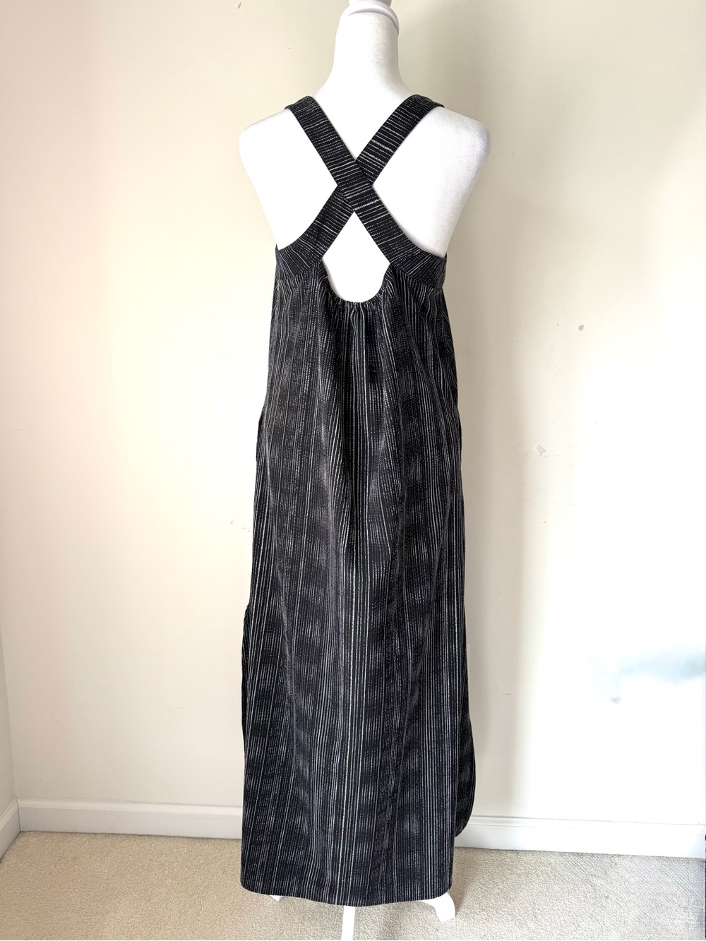 Athleta Maxi Dress Arrival Amara Stripe Black Sz Small - Picture 4 of 9